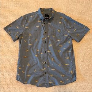 Lrg Men's Blue Shirt with Gold Patterns